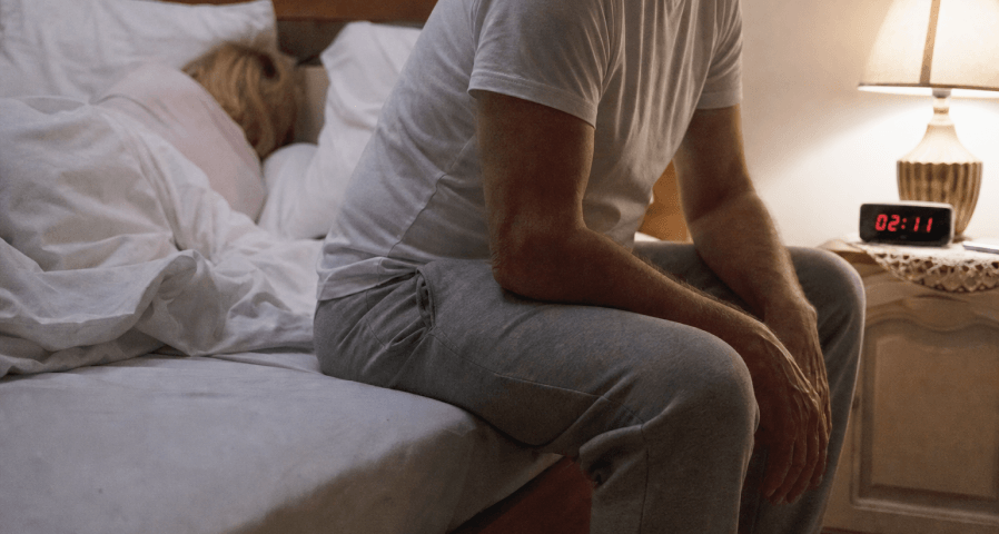 Man waking up at night